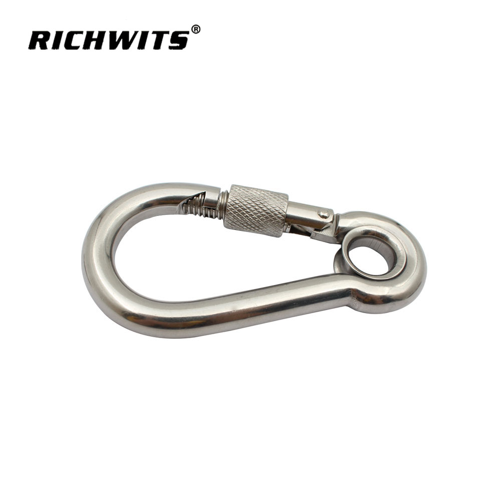 작은 구멍과 너트 공장이 있는 스테인레스 스틸 카라비너 ​​후크 
