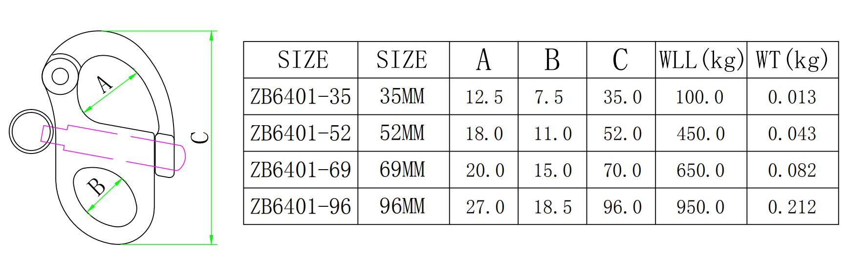 리깅 316 스테인레스 스틸 스냅 걸쇠