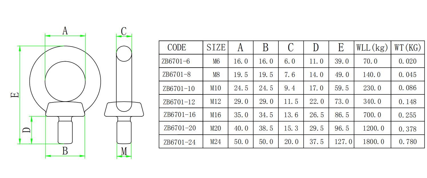 ZB6701 DIN580吊环螺丝-尺寸图