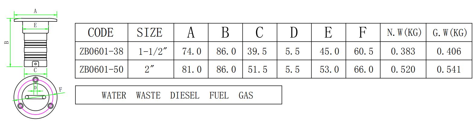 ZB0601 小钥匙加油口尺寸简图