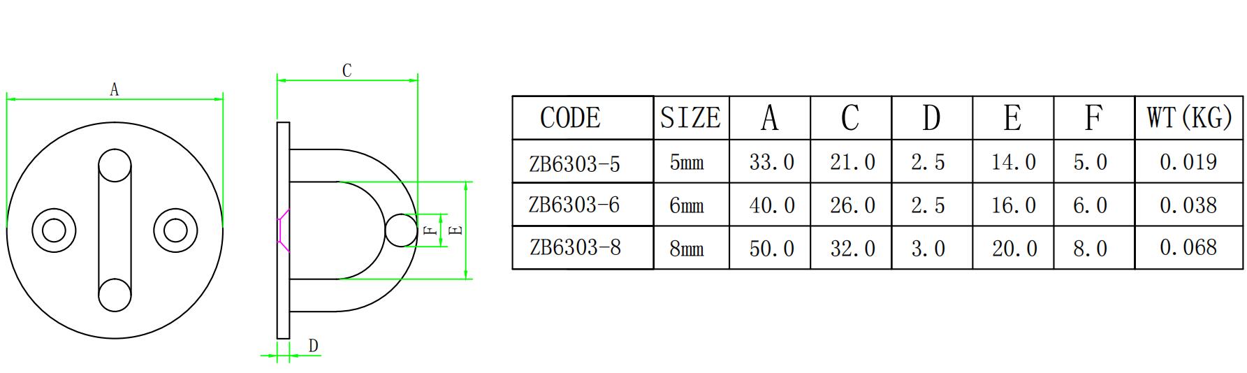 ZB6303 원형 거울-尺寸简图