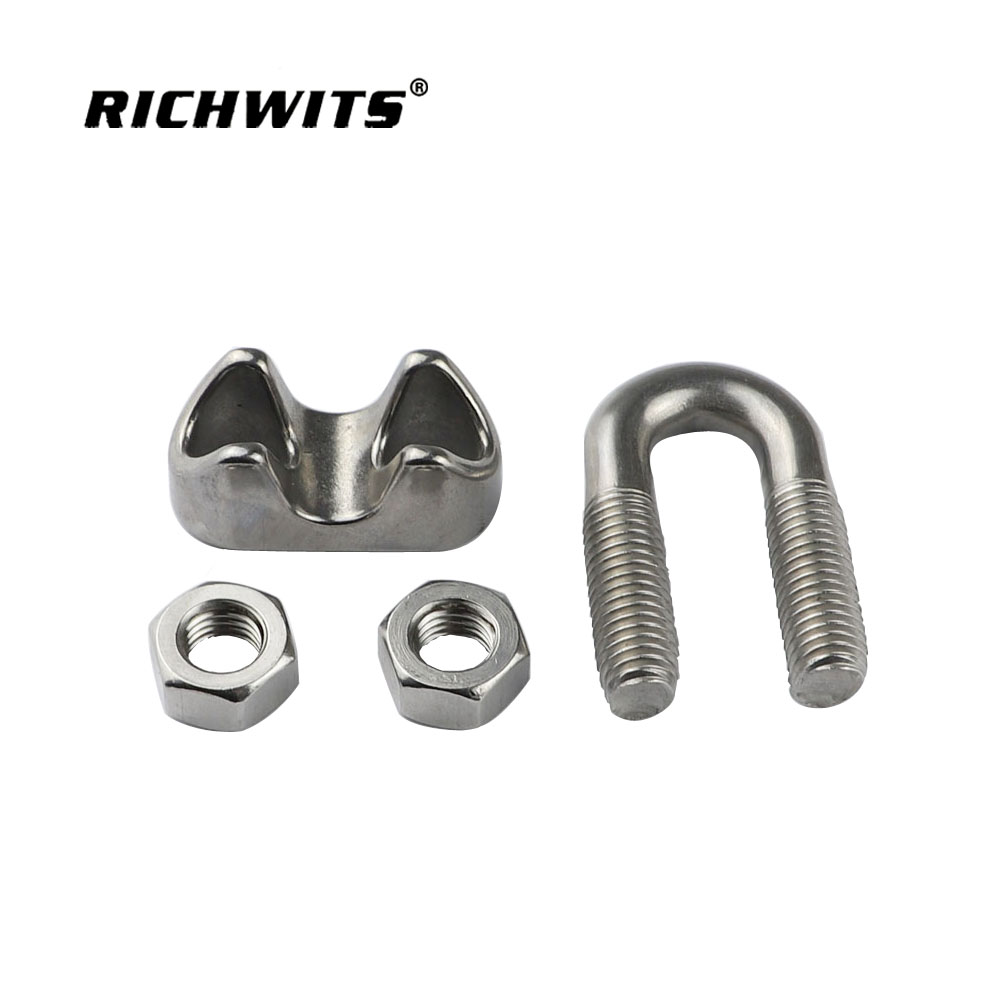 스테인레스 스틸 304/316 와이어 로프 크로스 클립 Din741 와이어 로프 안장 클램프 와이어 케이블 클램프