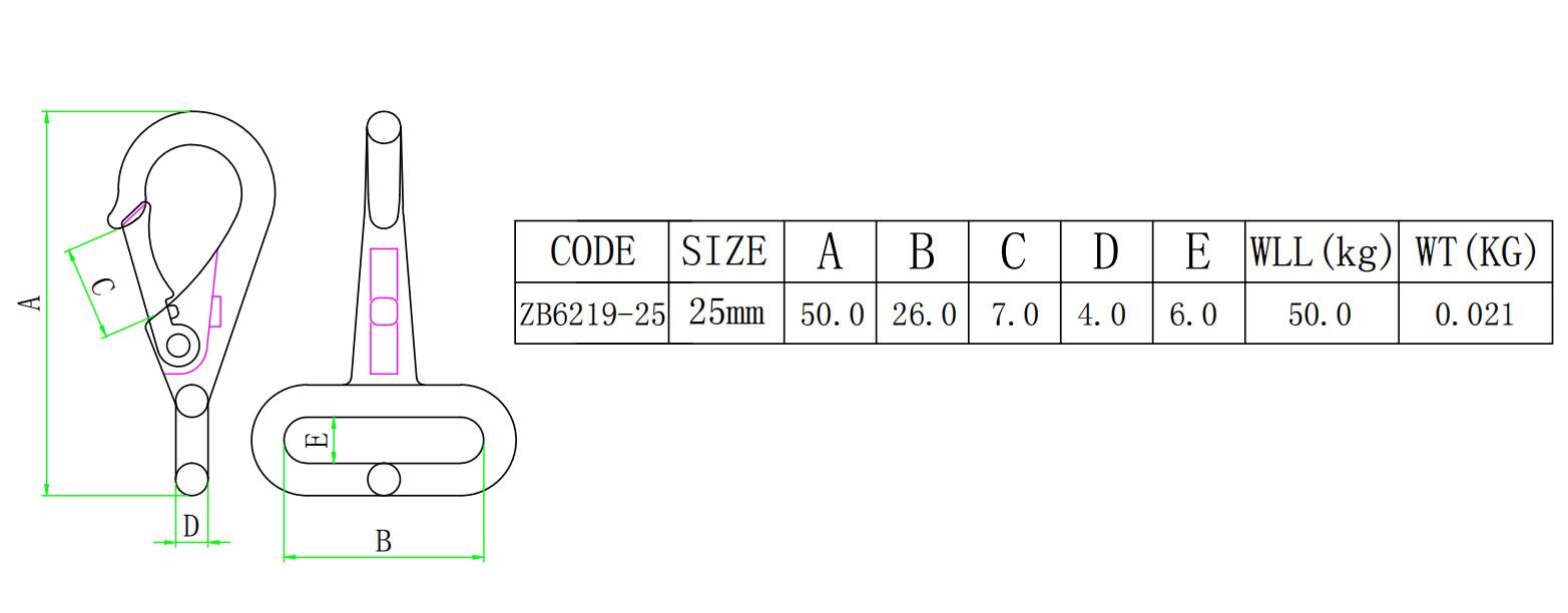 ZB6219椭圆环固정정钩-尺寸图