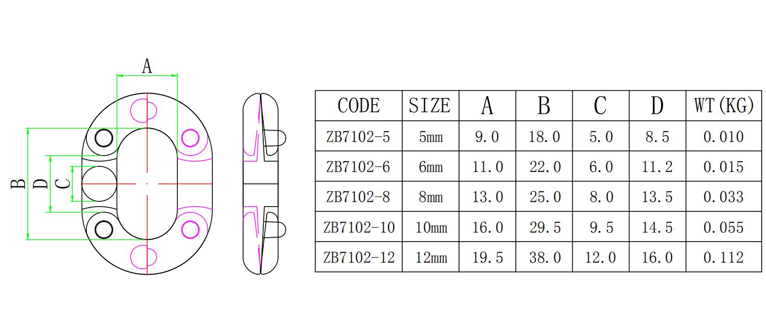 ZB7102链卡-尺寸简图