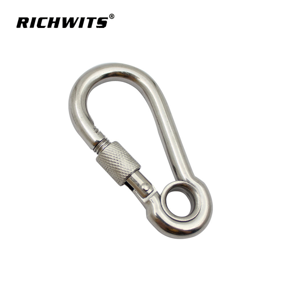 작은 구멍과 너트 공장이 있는 스테인레스 스틸 카라비너 ​​후크 